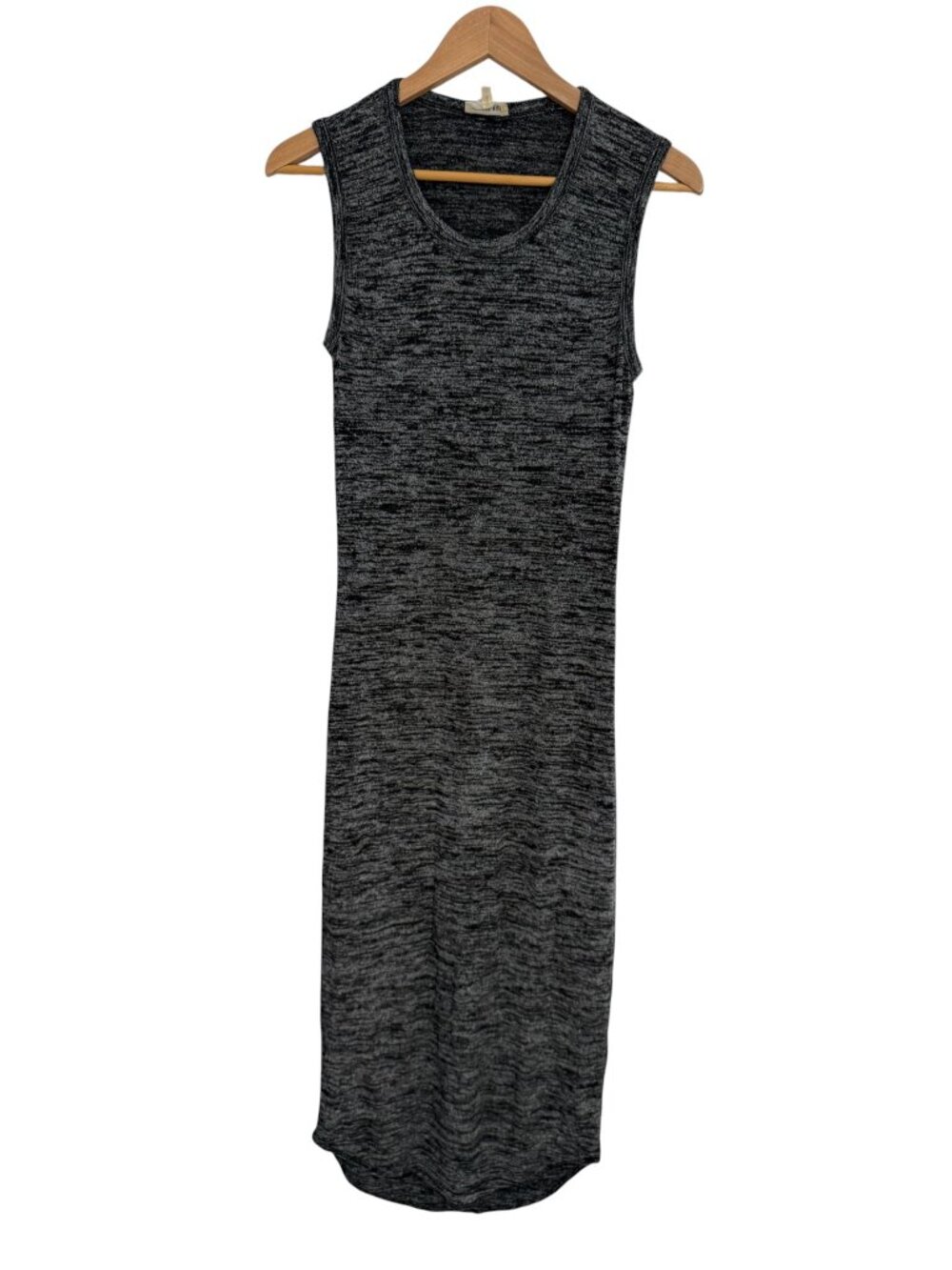 Wilfred Free Black Grey Marled Sleeveless Scoop Neck Maxi Dress XS